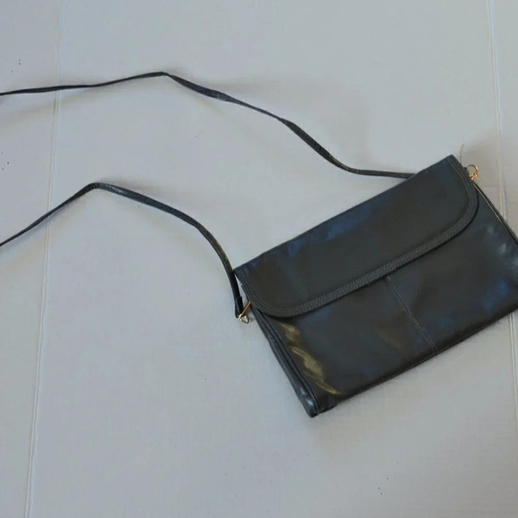 Vtg Grey Faux Leather Purse - Picture 2 of 12